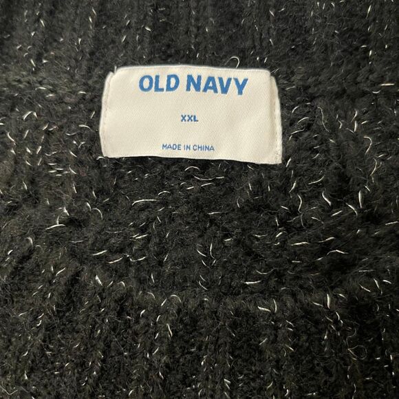 OLD NAVY Ruffle-Trim Pointelle-Knit Sweater Plus Size XXL in Black Jack Shimmer - Picture 9 of 10